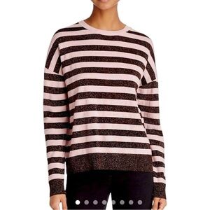 Rag & Bone Pink June Crewneck brown and pink striped metallic Sweater Size XS